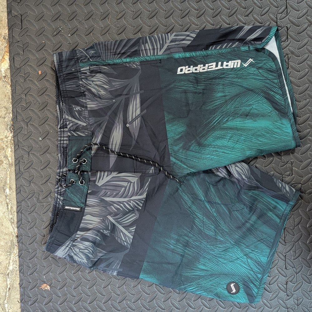 Supreme And Stretch  Black and Teal Swim Board Shorts